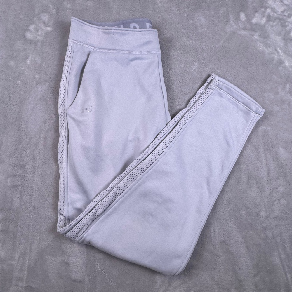 Under Armour Women Medium Gray Mesh Panel Fitted Jogger Pants RN 96510*